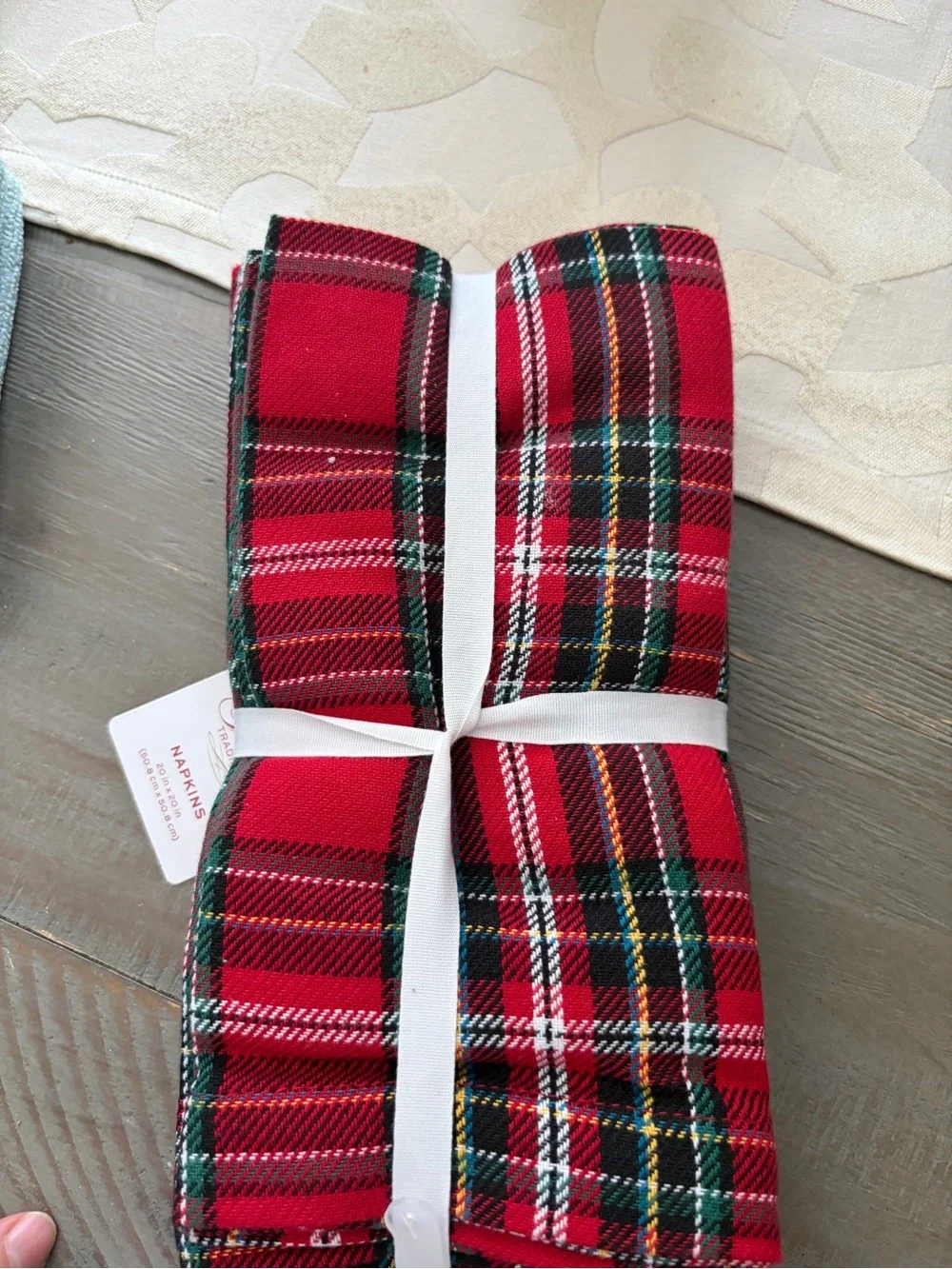 North Pole Trading Co. Red Tartan Plaid Cotton Napkins - Set
